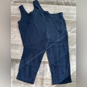 Loft Women's Navy Sleeveless Top and Pants Set